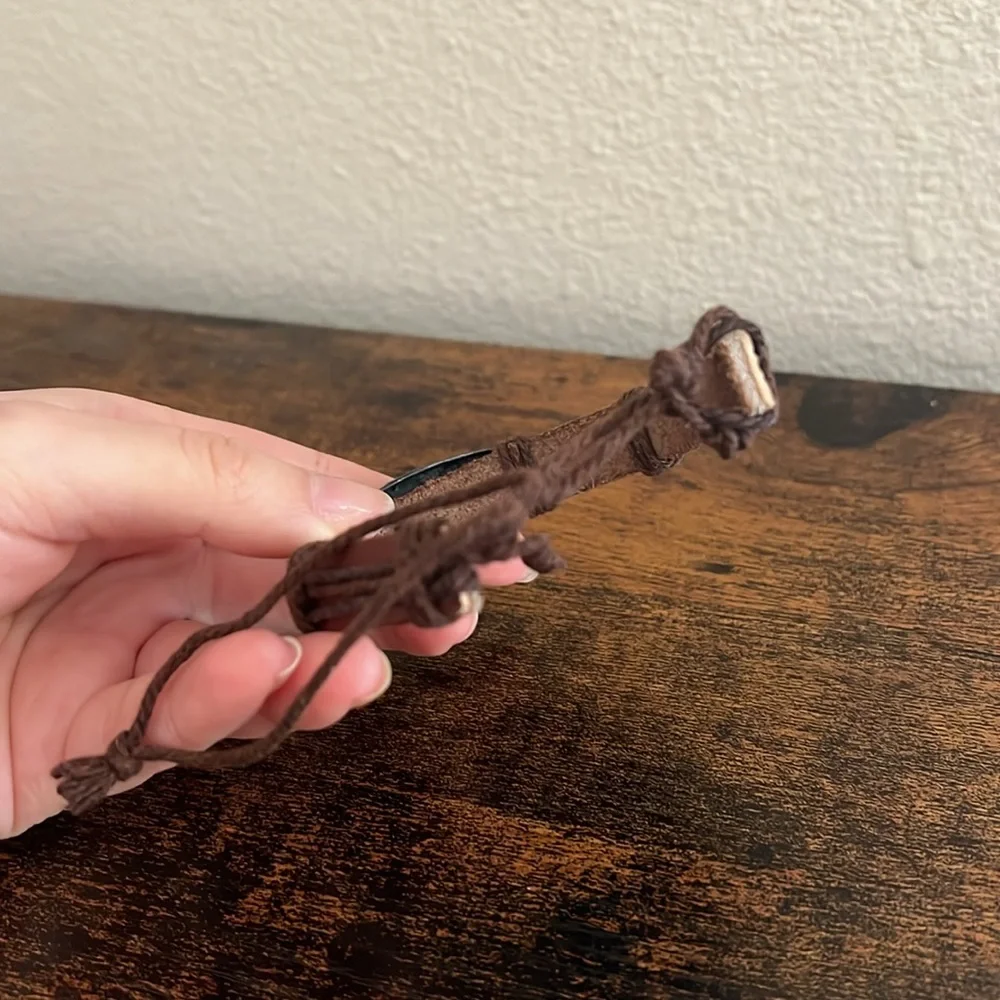 Leather Skull and Rose Bracelet
